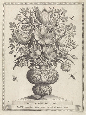 Flower vase with bumblebee, Johann Theodor de Bry, c. 1600 Canvas Print