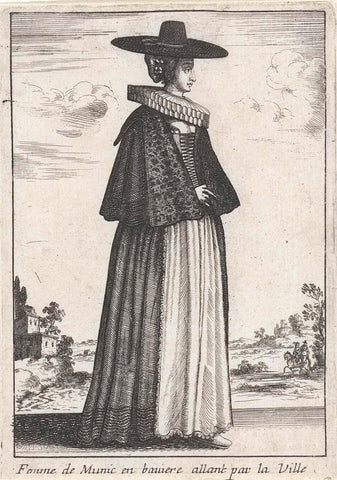 Femme de Munic en bauiere allant par la Ville, Wenceslaus Hollar, 1662 Canvas Print