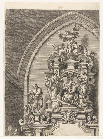 Upper part of a retable, Wendel Dietterlin (I), 1560 - 1598 Canvas Print