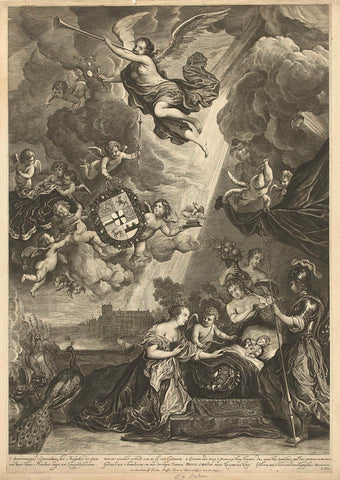 Allegory of the Birth of Princess Maria Amalia of Nassau-Dietz, Cornelis van Dalen (II), 1689 Canvas Print