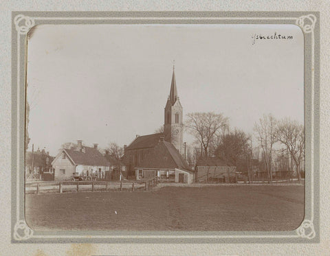 Houses and a church tower in IJsbrechtum, Folkert Idzes de Jong, c. 1905 - c. 1907 Canvas Print