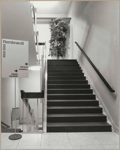 Stairs to the entrance of the exhibition with a flower arrangement by Toon Leemans from Maastricht at the top, c. 1969 Canvas Print