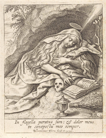 De boetvaardige Maria Magdalena, Hieronymus Wierix, 1700 - 1799 Canvas Print