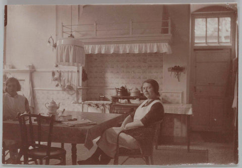 Two housekeepers pose in the kitchen of the villa in July 1928, 1928 Canvas Print