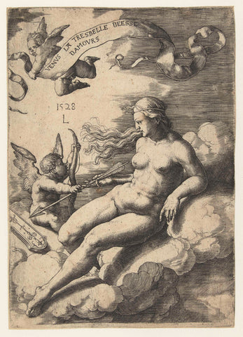 Venus en Cupido, Lucas van Leyden, 1528 Canvas Print