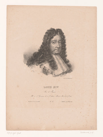 Portrait of Louis XIV of France, anonymous, Pierre François Ducarme, 1820- 1829 Canvas Print