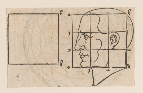 Model for a face with grid, anonymous, Hans Sebald Beham, 1565 Canvas Print