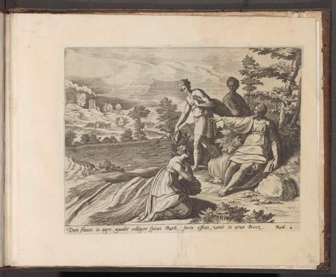 Ruth kneels before Boaz, Philips Galle, 1579 Canvas Print