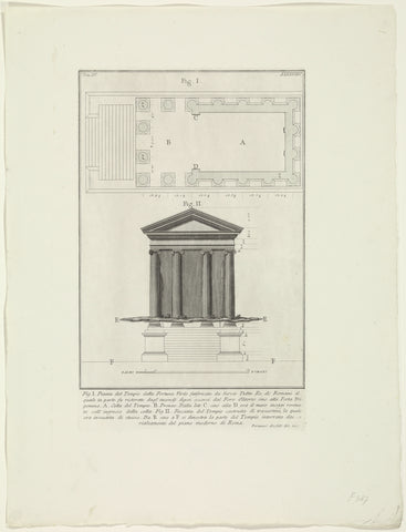 Temple of Portunus in Rome, Giovanni Battista Piranesi, c. 1756 - c. 1757 Canvas Print