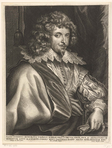 Portret van de schrijver Honoré d'Urfé, Pieter de Bailliu (I), 1623 - 1660 Canvas Print