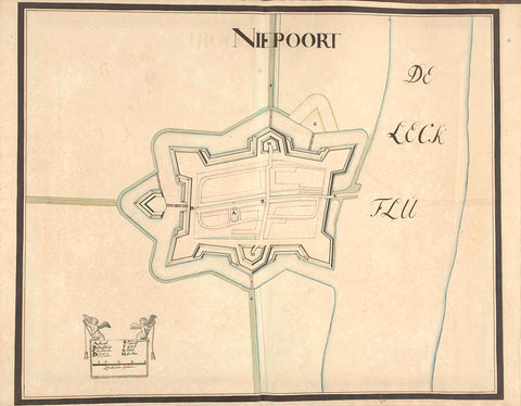 Map of Nieuwpoort (aan de Lek), c. 1701-1715, Samuel Du Ry de Champdoré, 1701 - 1715 Canvas Print