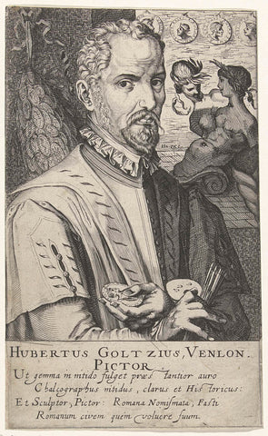 Portrait of Hubert Goltzius, Simon Frisius, 1610 Canvas Print