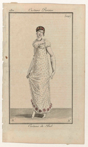 Journal des Dames et des Modes, Costume Parisien, 25 February 1810, (1041): Costume de Bal., Pierre Charles Baquoy, 1810 Canvas Print