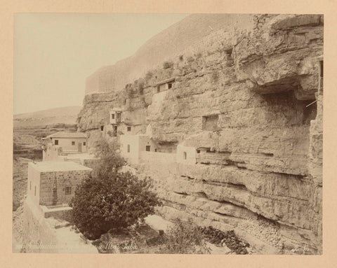 S 56. The monastery Mar Saba (cells in the rock) Syria, Félix Bonfils, c. 1867 - c. 1876 Canvas Print