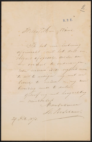 Letter to Frans Buffa and Sons, Wouter Verschuur (1812-1874), 1873 Canvas Print