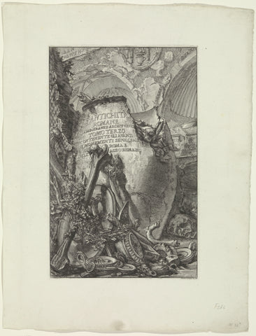 Title print with title on an urn, Giovanni Battista Piranesi, c. 1756 - c. 1757 Canvas Print