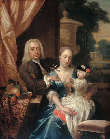 Isaac Parker, his Wife Justina Johanna Ramskrammer and their Son Willem Alexander (1740-1747), Philip van Dijk, 1742 Canvas Print