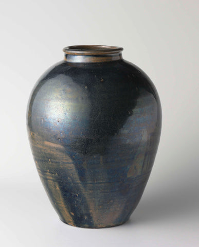 Ovoid jar with a blue black glaze, anonymous, c. 1600 - c. 1868 Canvas Print