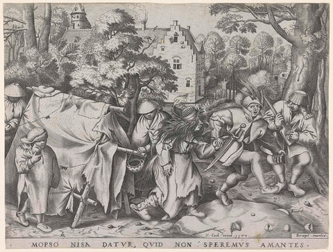 Dirty bride or the wedding of Mopsus and Nisa, Pieter van der Heyden, 1570 Canvas Print