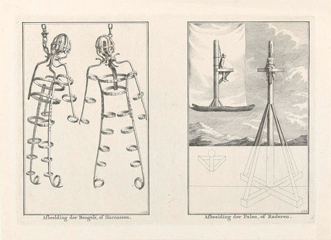 Harnesses and pole for the bodies of the mutuiters of the Nijenburg, 1764, Simon Fokke, 1764 Canvas Print