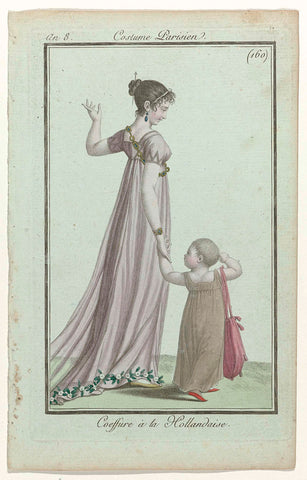 Journal des Dames et des Modes, Costume Parisien, 27 September 1799, Year 8 (160) : Coeffure à la Hollandaise, anonymous, 1799 Canvas Print