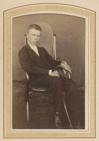 Portrait of a seated man with a walking stick, Brainich & Leusink, 1881 - c. 1900 Canvas Print