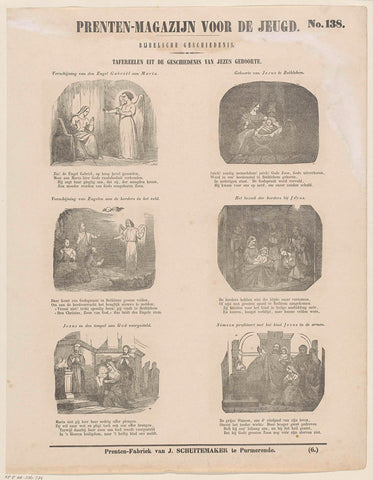 Scenes from the History of Jesus' Birth, Jan Schuitemaker, 1850 Canvas Print