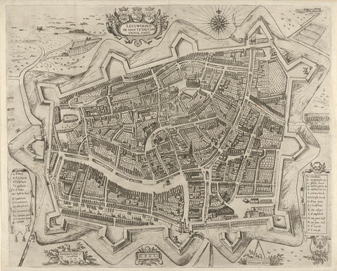 Map of the city of Leeuwarden, 1622, Pieter Feddes van Harlingen, 1622 Canvas Print