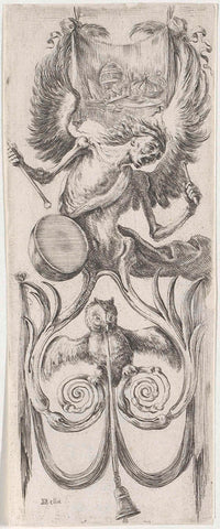 Ornament with Death and an Owl, Stefano della Bella, 1620 - 1664 Canvas Print