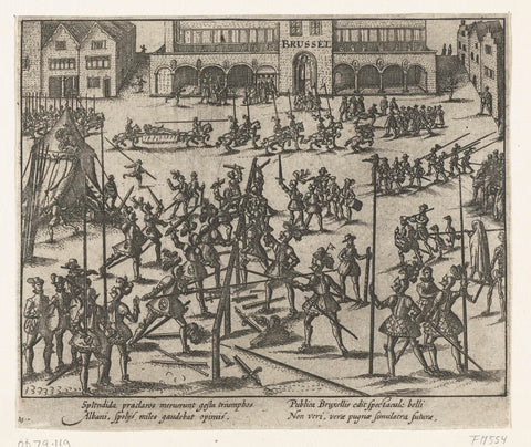 Tournament on the Grand Place in Brussels, 1569, anonymous, 1613 - 1615 Canvas Print