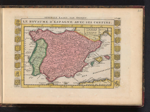 Map of Spain, anonymous, 1735 Canvas Print