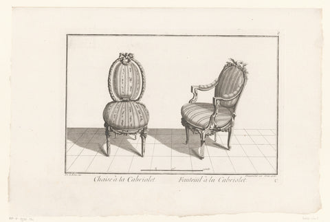 Two chairs with striped upholstery, anonymous, 1745 - 1775 Canvas Print