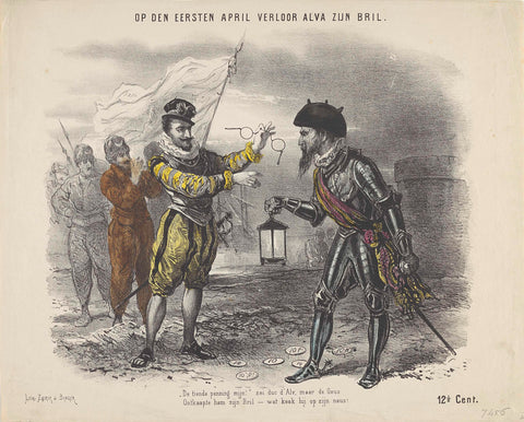 Cartoon on the loss of Den Briel by the Duke of Alva, 1572-1872, Gerardus Johannes Bos, 1872 Canvas Print