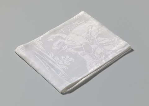 Napkin of linen damask with a historical scene, , c. 1678 - c. 1750 Canvas Print