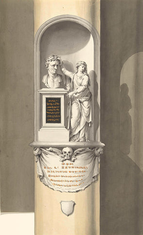 Ontwerp voor een monument voor C. Brunings: een borstbeeld in een nis met Fama, Bartholomeus Ziesenis, 1806 Canvas Print