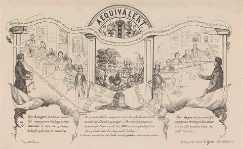 Cartoon on a new tax in Amsterdam, 1856, anonymous, 1856 Canvas Print