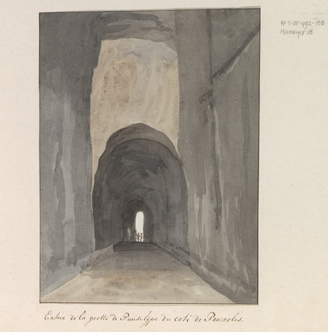 Entrance of cave Crypta Neapolitana (or Grotta di Posillipo) on the coast of Pozzuoli, Louis Ducros, 1778 Canvas Print