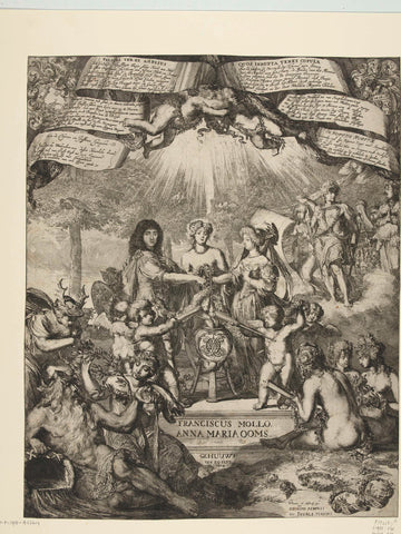 Allegory at the marriage of Franciscus Mollo and Anna Maria Ooms, 1674, Romeyn de Hooghe (attributed to), 1674 Canvas Print