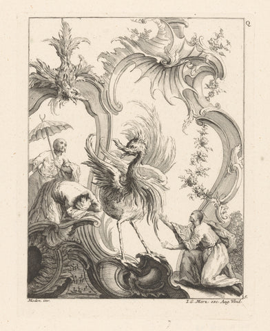 Fantasy bird and easterners, anonymous, 1736 - 1762 Canvas Print