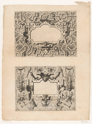 Cartouches with birds and putti, anonymous, 1555 - 1560 Canvas Print