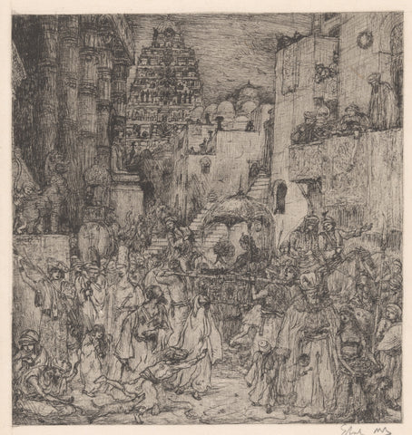 The multitude filled the streets with grave joy, Marius Bauer, 1894 Canvas Print