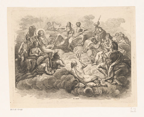 Collection of gods on Olympus, Daniel Nikolaus Chodowiecki, 1774 Canvas Print