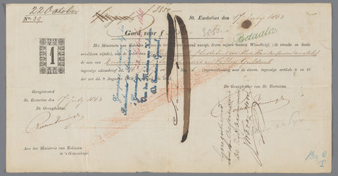 Bill of exchange for Alex Hansen, slaveholder on St Eustatius, anonymous, 1863 Canvas Print