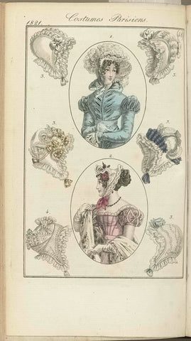 Journal des Dames et des Modes, editie Frankfurt 25 novembre 1821, Costumes Parisiens (48), anonymous, 1821 Canvas Print