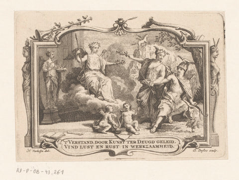 Vignette with allegorical representation, Claude Duflos, 1735 Canvas Print