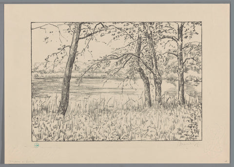 Trees on a Lake, Simon Moulijn, 1926 Canvas Print