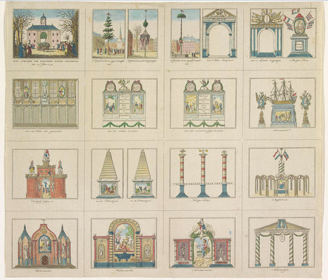 Overzichtsblad met de decoraties bij het Alliantiefeest te Amsterdam, 1795, anonymous, 1795 Canvas Print