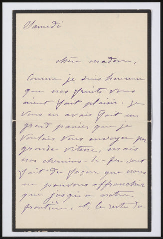 Letter to Anne Marie Louise van der Linden, Camille Redon, in or before 1907 Canvas Print