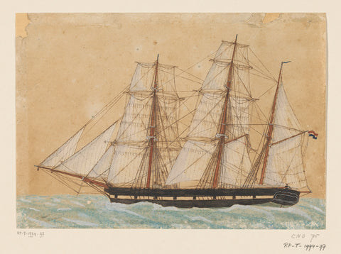 Bark at sea, anonymous, 1858 - 1860 Canvas Print