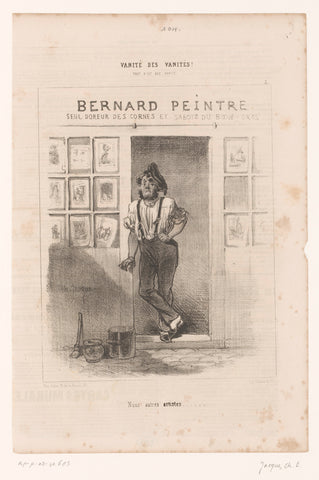 Painter in the doorway of his studio, Charles Emile Jacque, 1843 Canvas Print